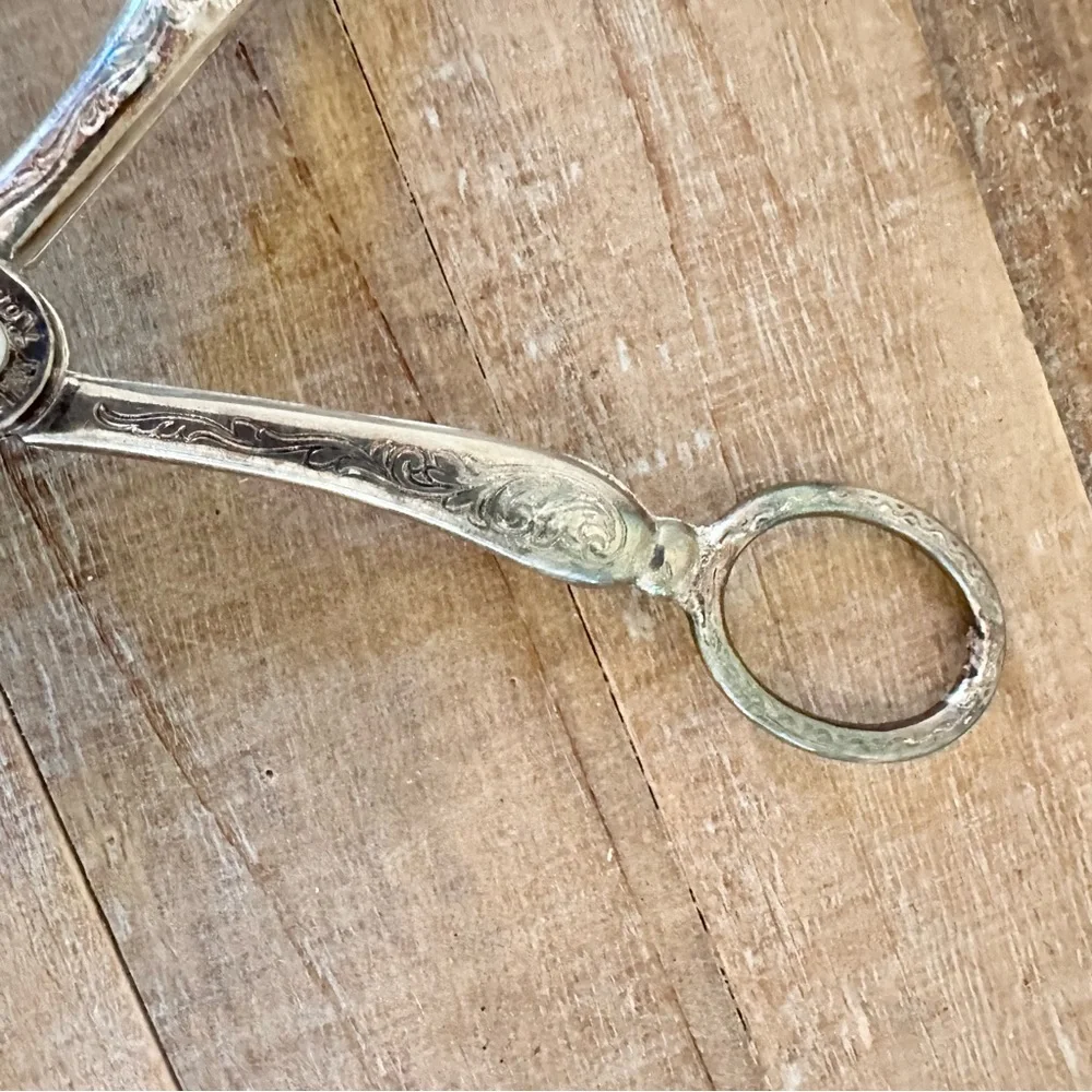 Raymond Silver Plated Salad Tongs Vintage Scissor-style Italy Patina Salad Serve